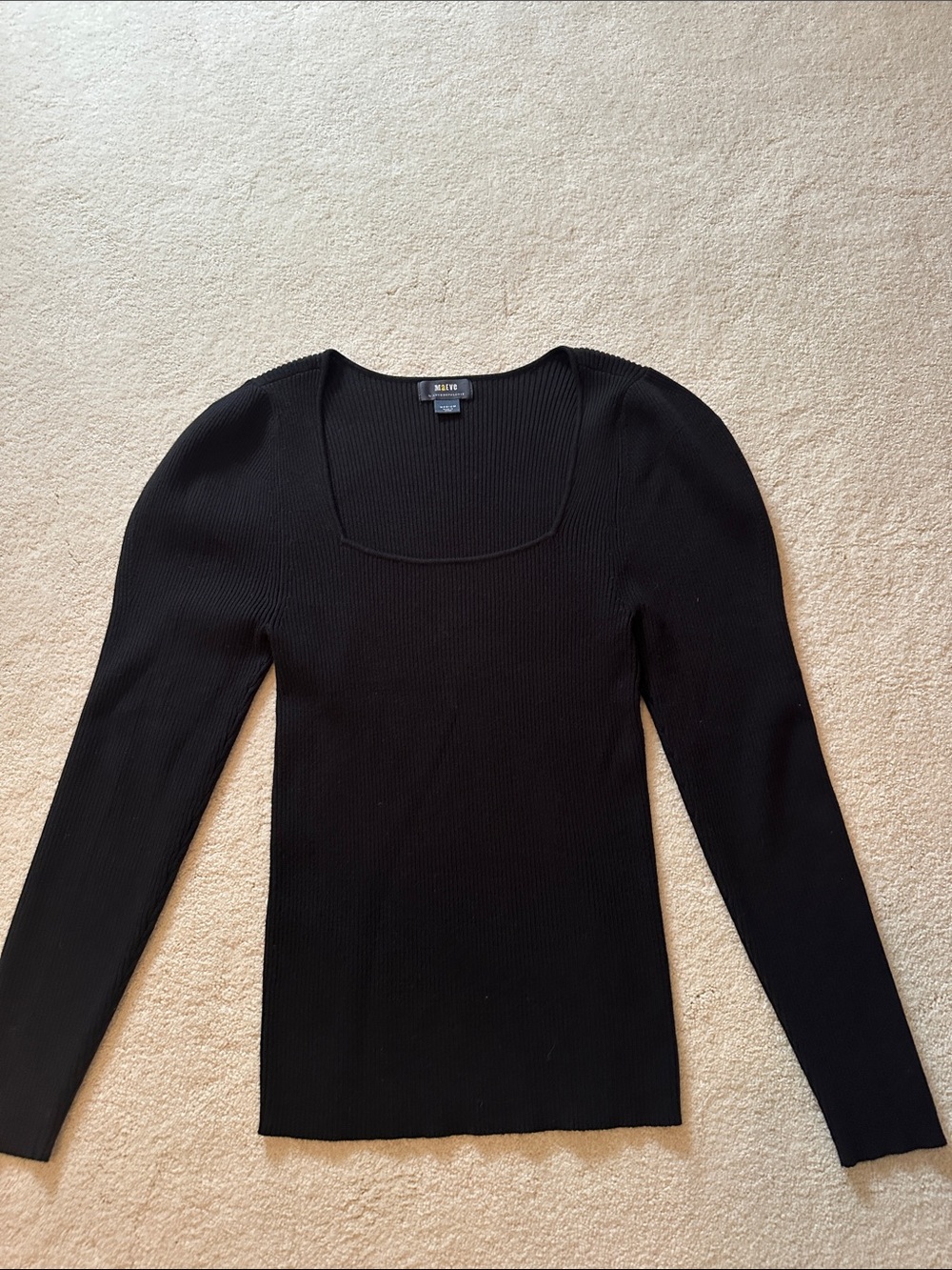 Anthropologie Maeve Black Ribbed Crewneck Sweater